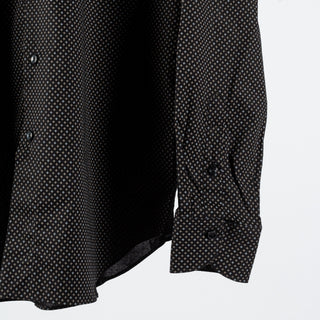 Xacus Black Pattered Tailor Fit Dress Shirt - Cotton, Silk, Denim - Back View