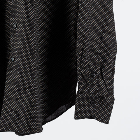 Xacus Black Pattered Tailor Fit Dress Shirt - Cotton, Silk, Denim - Back View