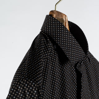 Xacus Black Pattered Tailor Fit Dress Shirt - Cotton, Silk, Denim - Detail View