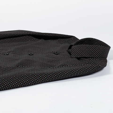 Xacus Black Pattered Tailor Fit Dress Shirt - Cotton, Silk, Denim - View 8