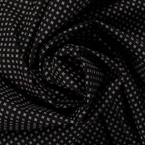 Xacus Black Pattered Tailor Fit Dress Shirt - Cotton, Silk, Denim - Alternate View
