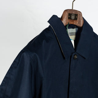 Barbour Navy Short Rokig Waterproof Jacket - Cotton, Denim, Polyester, Knit - Back View