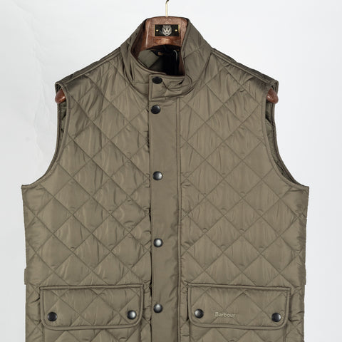 Barbour Dusty Olive Lowerdale Gilet — hem and cuff detail