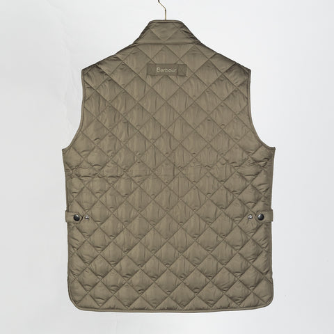 Barbour Dusty Olive Lowerdale Gilet — collar and lapel detail