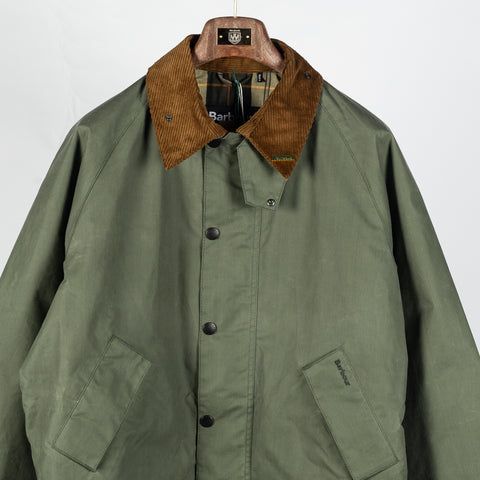 Barbour Light Moss Transporter Waxed Jacket - Tan, Cotton, Corduroy, British, Knit - View 8