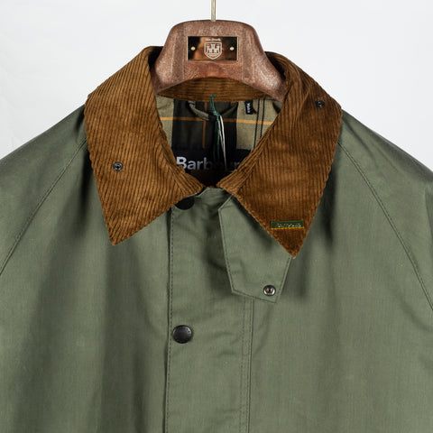 Barbour Light Moss Transporter Waxed Jacket - Tan, Cotton, Corduroy, British, Knit - View 9