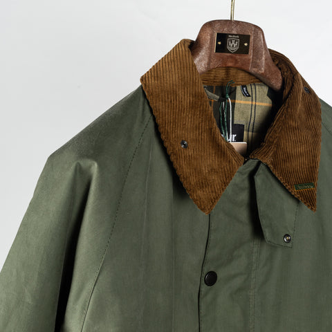 Barbour Light Moss Transporter Waxed Jacket - Tan, Cotton, Corduroy, British, Knit - View 5