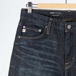 AG Everett 2 Years Emmet Slim Straight Denim - Tan, Cotton, Denim, Stretch, Straight Fit - Detail View