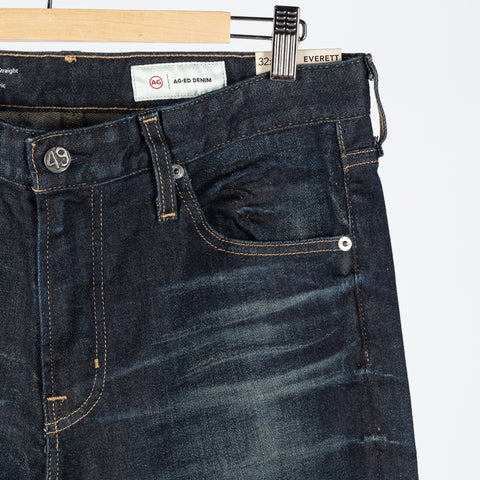 AG Everett 2 Years Emmet Slim Straight Denim - Tan, Cotton, Denim, Stretch, Straight Fit - Back View