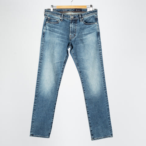 AG Tellis Bellingham Stretch Denim - Oat, Cotton, Denim, Polyester, Slim Fit, Knit