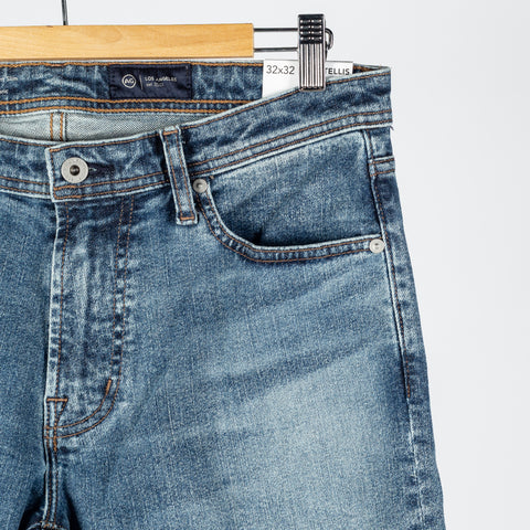 AG Tellis Bellingham Stretch Denim - Oat, Cotton, Denim, Polyester, Slim Fit, Knit - Back View