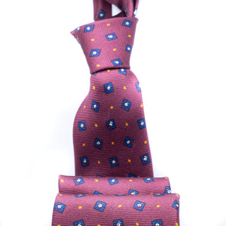 Drake's Red Square Flower Pattern Twill Madder Tipped Tie 2