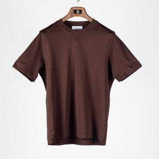 Gran Sasso Brown Interlock Pima Cotton T-Shirt - Tan, Cotton, Denim, Italian, Regular Fit, Made In Italy