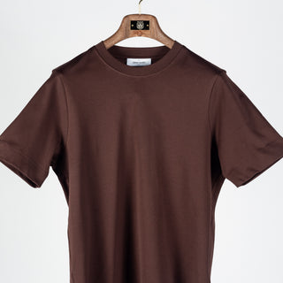 Gran Sasso Brown Interlock Pima Cotton T-Shirt - Tan, Cotton, Denim, Italian, Regular Fit, Made In Italy - View 5