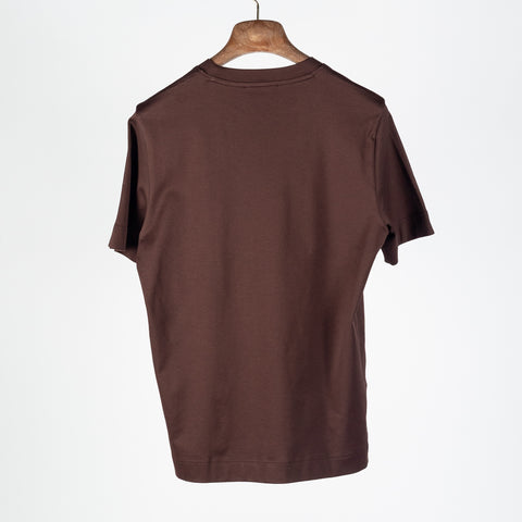 Gran Sasso Brown Interlock Pima Cotton T-Shirt - Tan, Cotton, Denim, Italian, Regular Fit, Made In Italy - Back View
