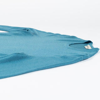 Gran Sasso Turquoise Summer Cashmere Crewneck Sweater - Tan, Cashmere, Denim, Knit, Made In Italy - View 8