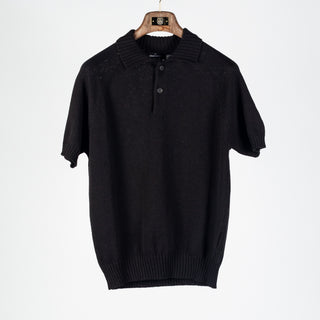 Gran Sasso Black Cotton-Cashmere Knit Polo - Red, Cotton, Cashmere, Denim, Regular Fit, Made In Italy