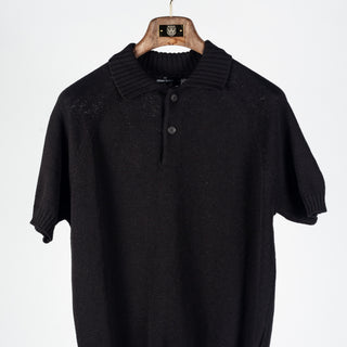 Gran Sasso Black Cotton-Cashmere Knit Polo - Red, Cotton, Cashmere, Denim, Regular Fit, Made In Italy - View 5