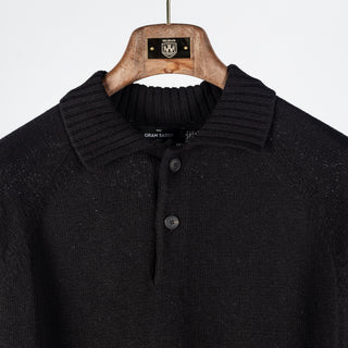 Gran Sasso Black Cotton-Cashmere Knit Polo - Red, Cotton, Cashmere, Denim, Regular Fit, Made In Italy - View 6