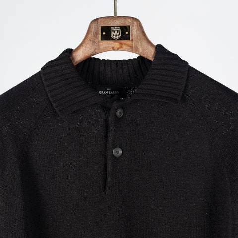 Gran Sasso Black Cotton-Cashmere Knit Polo - Red, Cotton, Cashmere, Denim, Regular Fit, Made In Italy - View 6