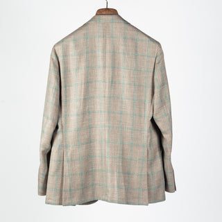 Latorre Tan Windowpane Summer Blazer - Brown, Wool, Linen, Silk, Made In Italy - View 5
