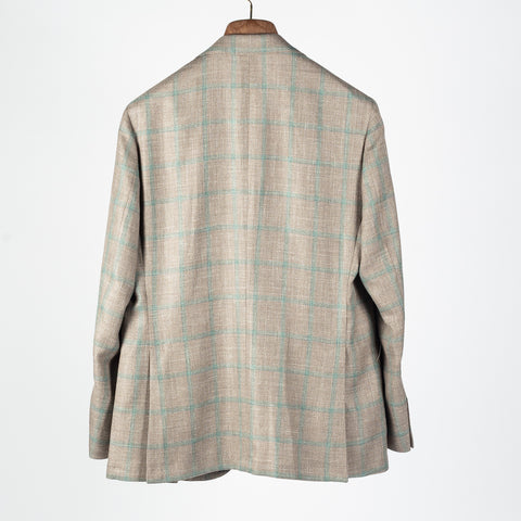 Latorre Tan Windowpane Summer Blazer - Brown, Wool, Linen, Silk, Made In Italy - View 5