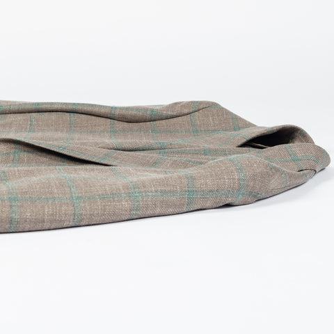 Latorre Tan Windowpane Summer Blazer - Brown, Wool, Linen, Silk, Made In Italy - View 8