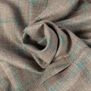 Latorre Tan Windowpane Summer Blazer - Brown, Wool, Linen, Silk, Made In Italy - Alternate View