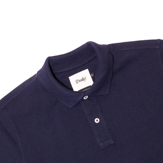Drake's Navy Pique Cotton Long-Sleeve Polo Shirt 2