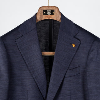 Latorre Textured Navy Stretch Blazer - Wool, Denim, Stretch, Made In Italy - View 7