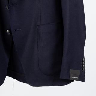 Tagliatore Classic Navy Blazer - Wool, Silk, Oxford, Made In Italy - Back View