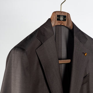 Latorre Textured Brown Summer Suit - Wool, Italian, Made In Italy - Detail View