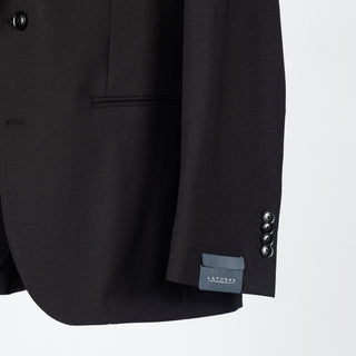 Latorre Black Stretch Suit - Wool, Stretch, Italian, Made In Italy - Back View
