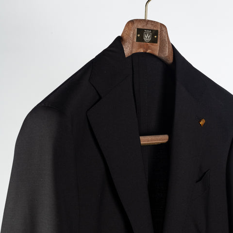 Latorre Black Stretch Suit - Wool, Stretch, Italian, Made In Italy - Detail View