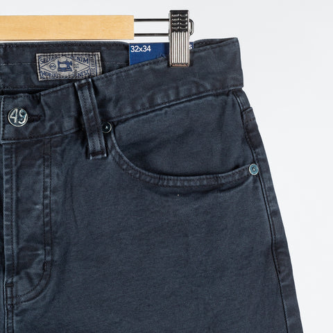 Tellis Salvage Sulfur Marine Haze - Black, Cotton, Denim, Stretch, Slim Fit, Check, Artisan - Back View