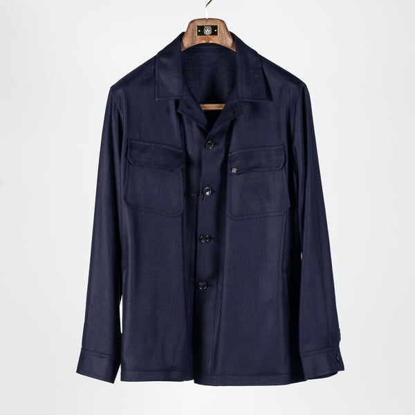 Navy Silk Overshirt
