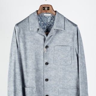 Fradi Light Grey Cotton Blend Overshirt - Cotton, Lyocell, Stretch, Floral, Made In Italy - View 6