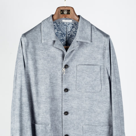 Fradi Light Grey Cotton Blend Overshirt - Cotton, Lyocell, Stretch, Floral, Made In Italy - View 6