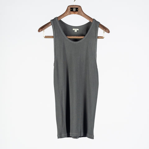Wythe Faded Black Tubular Cotton Ribbed Tank Top - Cotton, Stretch, Slim Fit, Knit, Made In Peru