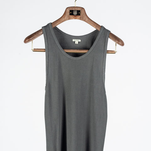 Wythe Faded Black Tubular Cotton Ribbed Tank Top - Cotton, Stretch, Slim Fit, Knit, Made In Peru - View 6
