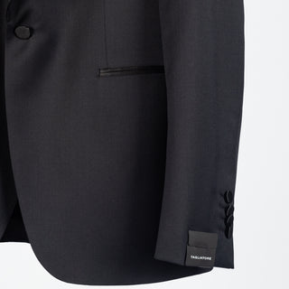 Tagliatore Navy Super 110 Wool Shawl Lapel Tuxedo - Wool, Silk, Super 110, Tapered, Matte, Made In Italy - Back View