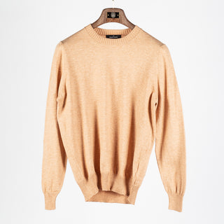 Gran Sasso Light Orange Cotton Cashmere Crewneck Sweater - Red, Cotton, Cashmere, Denim, Knit, Made In Italy