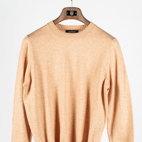 Gran Sasso Light Orange Cotton Cashmere Crewneck Sweater - Red, Cotton, Cashmere, Denim, Knit, Made In Italy - View 6
