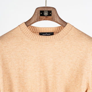 Gran Sasso Light Orange Cotton Cashmere Crewneck Sweater - Red, Cotton, Cashmere, Denim, Knit, Made In Italy - View 7