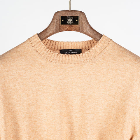Gran Sasso Light Orange Cotton Cashmere Crewneck Sweater - Red, Cotton, Cashmere, Denim, Knit, Made In Italy - View 7