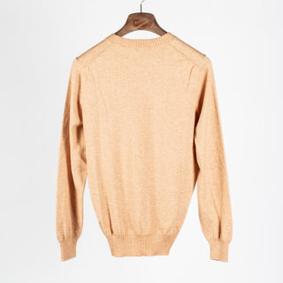 Gran Sasso Light Orange Cotton Cashmere Crewneck Sweater - Red, Cotton, Cashmere, Denim, Knit, Made In Italy - View 5
