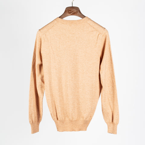 Gran Sasso Light Orange Cotton Cashmere Crewneck Sweater - Red, Cotton, Cashmere, Denim, Knit, Made In Italy - View 5