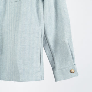 Gran Sasso Light Blue Herringbone Sahariana Jacket - Cotton, Linen, Regular Fit, Made In Italy - Back View