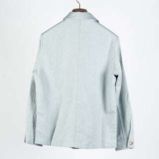 Gran Sasso Light Blue Herringbone Sahariana Jacket - Cotton, Linen, Regular Fit, Made In Italy - View 5