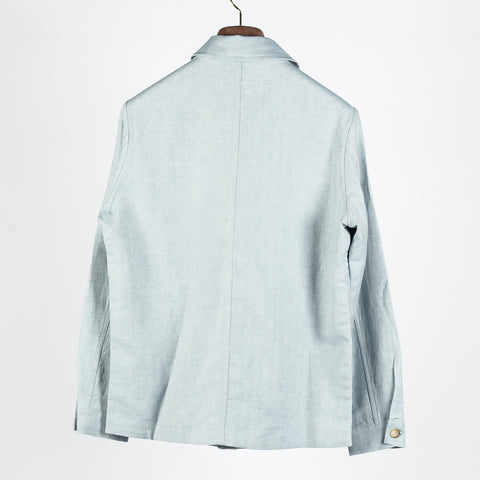 Gran Sasso Light Blue Herringbone Sahariana Jacket - Cotton, Linen, Regular Fit, Made In Italy - View 5